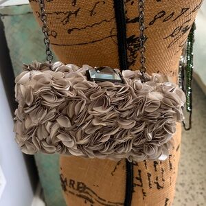 Chic Taupe Floral Clutch with Chain